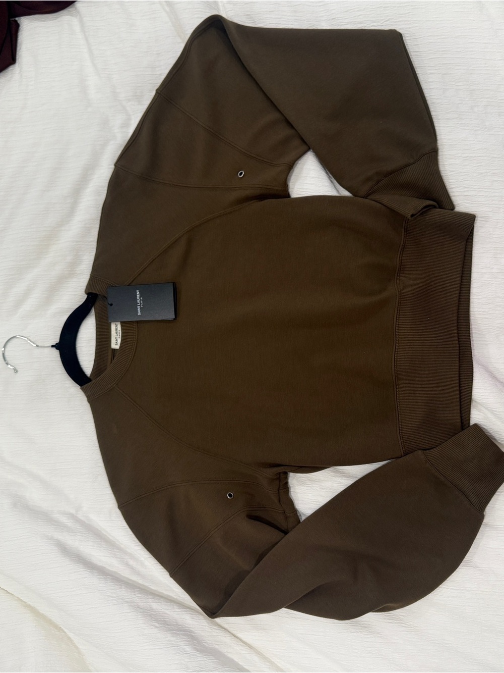 Saint Laurent Men's Crewneck Sweatshirt in Dark Brown